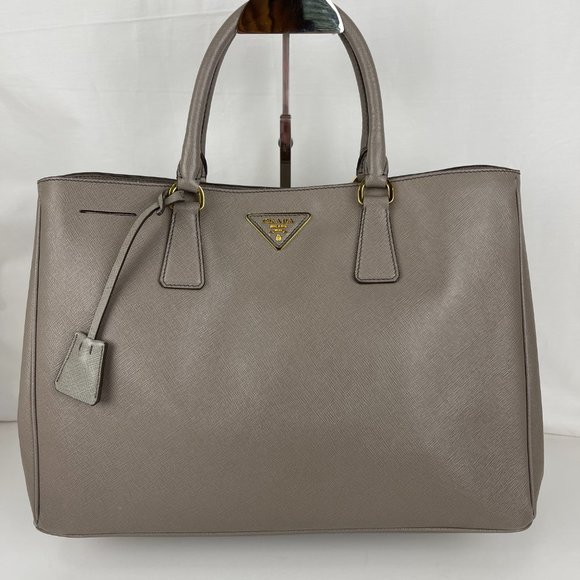 Prada Handbags - Prada Saffiano Lux Large Gray Leather Tote